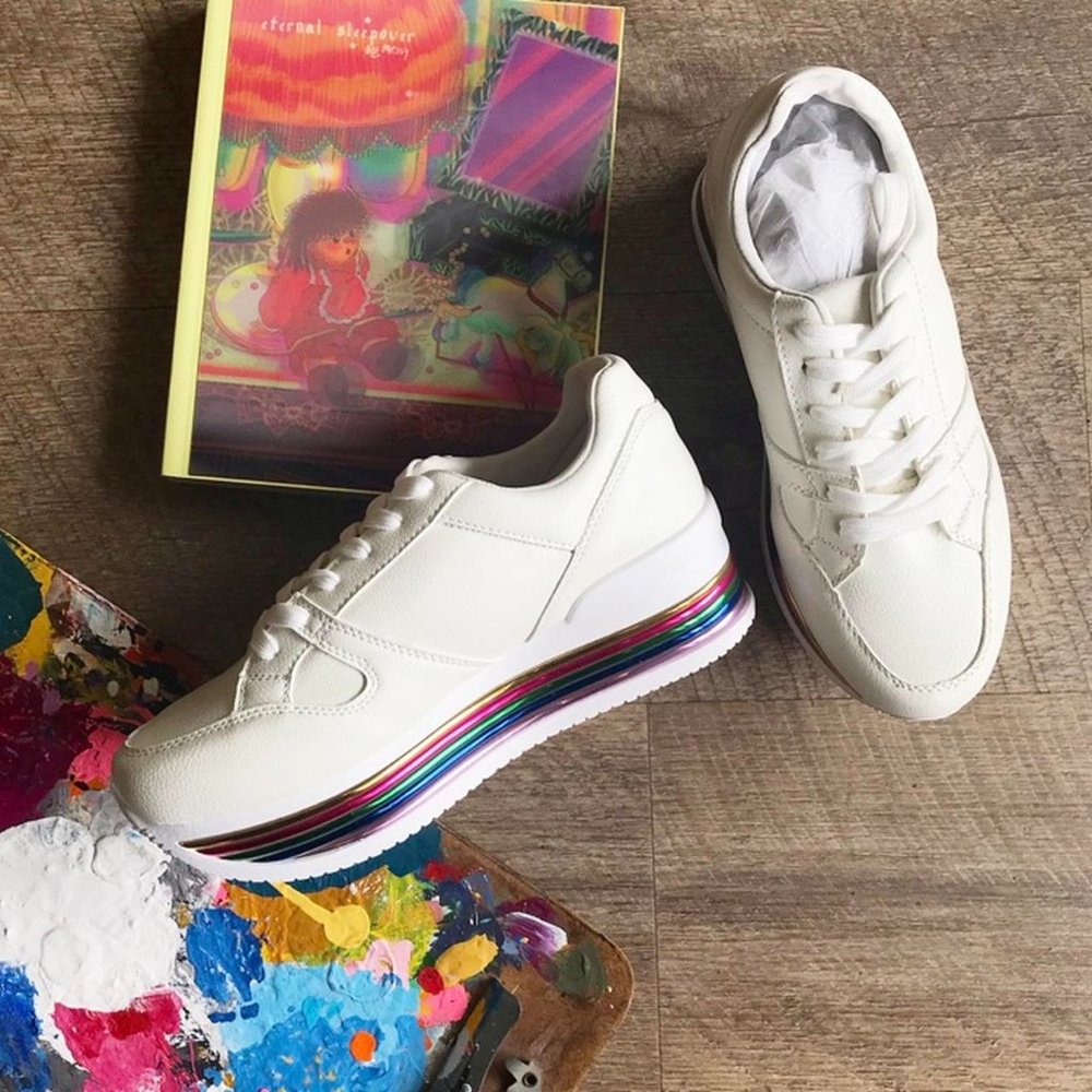 Qupid Rainbow Platform Sneakers